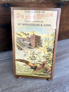 Wiktoriańska karta handlowa w ramce Wm Broadhead & Sons Worsted Mills Odzież (*12