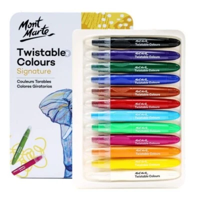 Mont Marte 12pc Twistable Signature Pens Markers Craft Arts Supply Metal Tin - Image 1 of 3