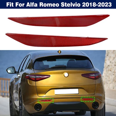 Par de luces reflectoras de lámpara de parachoques trasero con lente roja para Alfa Romeo Stelvio 2018-2023 Foto 1 de 4