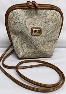 G America Paisley Green Brown Zip Close Card Slots Crossbody Small Purse - Picture 1 of 6