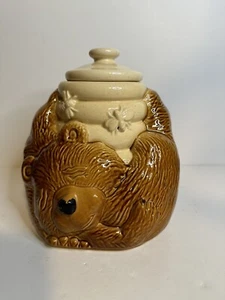 Vintage Ceramic Sleeping Brown Bear Honey Pot Bees Cookie Jar McCOY #143 USA - Picture 1 of 12