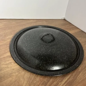 11.5” Black Enamel Speckled Pot Lid - Picture 1 of 4