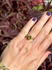 1 pc Faceted Green Peridot White Bronze Ring, Size 6, Great Quality Good Fortune