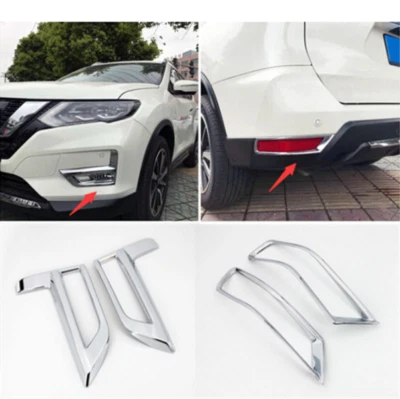 Chrome Front + Rear Fog Lamp light Cover Trim for Nissan X-Trail Rogue 2018 2019 Foto 1 de 4