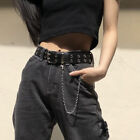 Women Belt PU Leather Pin Buckle Punk Wind Jeans Fashion Free Size Grommet B ?HA