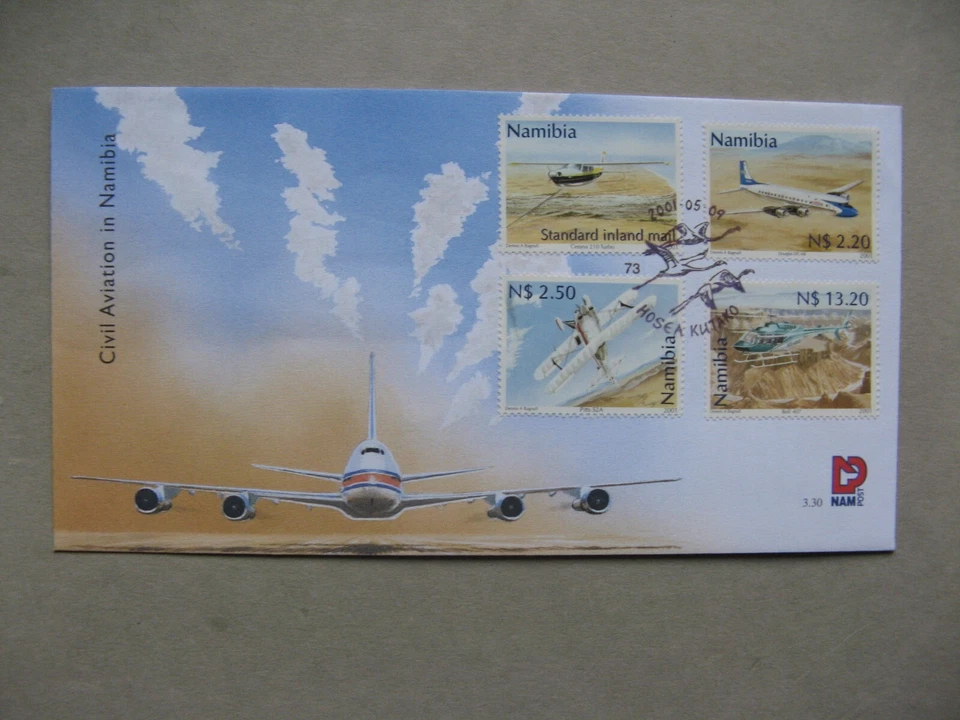 SWA NAMIBIA, cover FDC 2001, aviation aeroplanes, information leeflet inside - Image 1 of 1