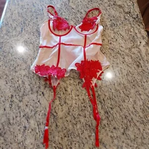 HUSTLER Corsetto donna maglia trasparente applicazioni floreali bustier 34C rosso ferretto 🔥 - Foto 1 di 22