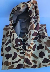 Vtg Hodgman Large Men's Lakestream Camo Hooded Raincoat Fishing Hunting Jacket - Picture 1 of 4