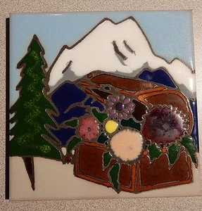  Dahlias and Mt. Rainier - Decorative Tile - New - Great Gift Idea  - Picture 1 of 5