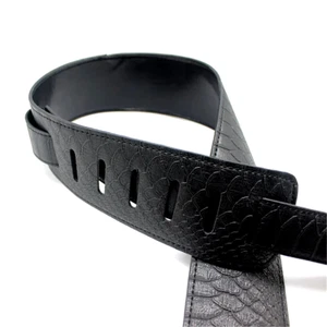 belle sangle de guitare noire imitation croco .. - Picture 1 of 1
