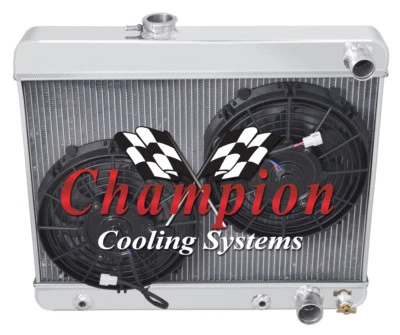 Radiador ER Champion 3 filas con 2 ventiladores de 10" para motor Buick Skylark V8 1965 Foto 1 de 4