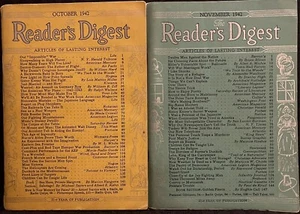 1942 Oktober November READER'S DIGEST MAGAZIN Vintage Geschichte Kurzgeschichten - Bild 1 von 2