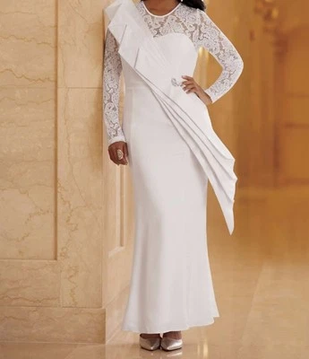 Madre de Novia Novio Mujer Boda Fiesta Formal Vestido Blanco Plus 20W 2X Foto 1 de 4