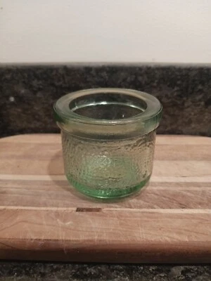 Tarro de velas votivas vacío decorativo Candle-Lite, usado en excelente estado, vidrio con textura de guijarro verde Foto 1 de 4