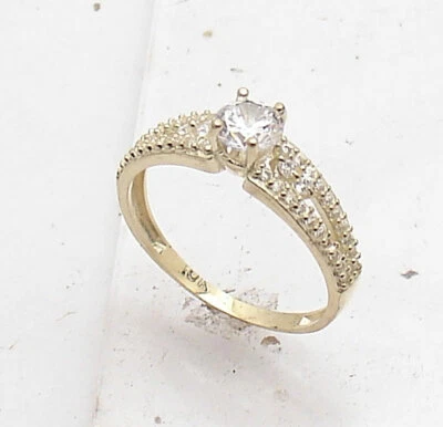 Size 7 Cubic Zircon CZ Wedding Engagement Ring Real Solid 10K Yellow Gold  - Image 1 of 4