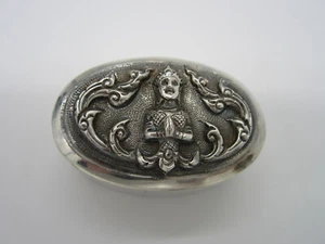 Nachlass Vintage Gorgoeus Reposse Sterling Silber Gottheit aufklappbar 15,8 Gramm Pillendose - Bild 1 von 5