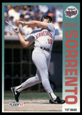1992 Fleer #218 Paul Sorrento Minnesota Twins Baseball Card - Image 1 of 2