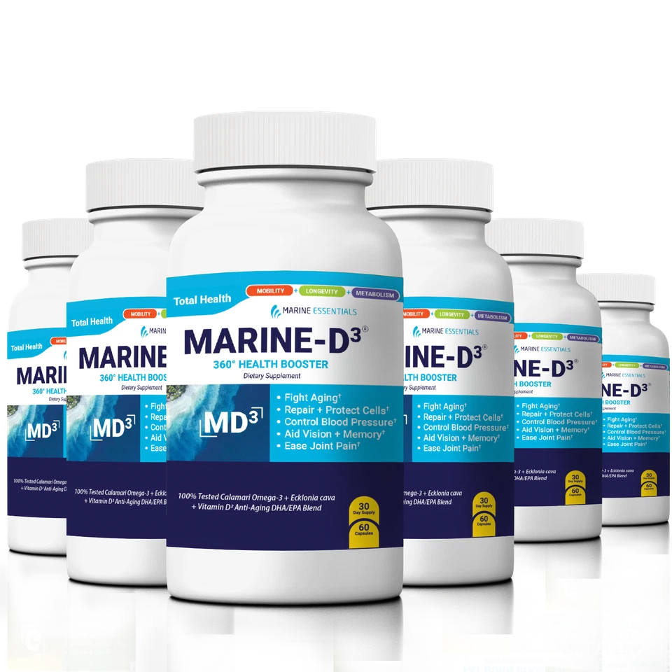 Marine Essentials | Marine-D3 | Antienvejecimiento | Omega-3 | 6 Botellas (360 Cápsulas) Foto 1 de 4