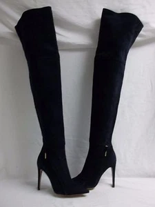 Stivali sopra il ginocchio Calvin Klein Collection US 6 Audrina Navy scamosciati nuovi donna nuovi senza scatola - Foto 1 di 10