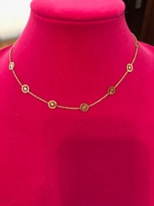 Collana catena delicata tono oro con dischi dettagliati bellissima 16" - Foto 1 di 5