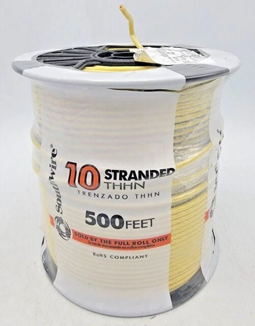 Southwire 22978157 500 ft. 10 Yellow Stranded CU THHN Wire