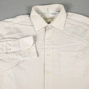 Tommy Bahama Shirt Mens 17 Beige Striped Dress Button Up Long Sleeve * - Picture 1 of 9