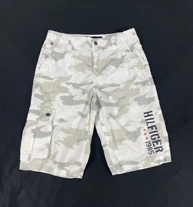 Tommy Hilfiger Boys White Camo Bermuda Cargo Shorts Size 14 - Picture 1 of 9