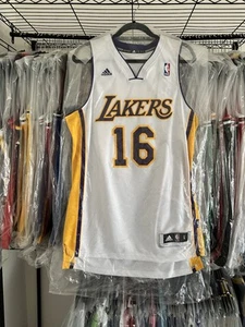 NWT Pau Gasol Los Angeles Lakers White Adidas Jersey Sz S - Picture 1 of 2