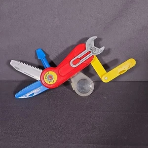 Coltello tascabile vintage 1991 Fisher Price giocattolo pieghevole esercito svizzero multiutensile clip on - Foto 1 di 5