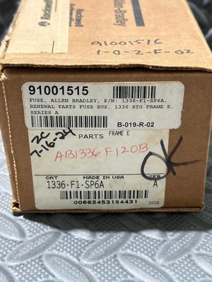 Allen-Bradley 1336-F1-SP6A Fuse Kit Renewal Parts Frame E 600V 600A made in USA - Image 1 of 3