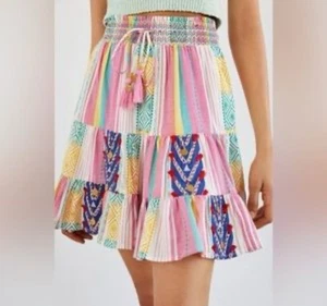 Anthropologie Verb By Pallavi Singhee Mini Skirt Sz M Peasant Embroidery Tassel - Picture 1 of 11