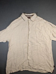 Fubu Mens XXL Cream White Short Sleeve Button Up Shirt Linen Blend - Picture 1 of 8