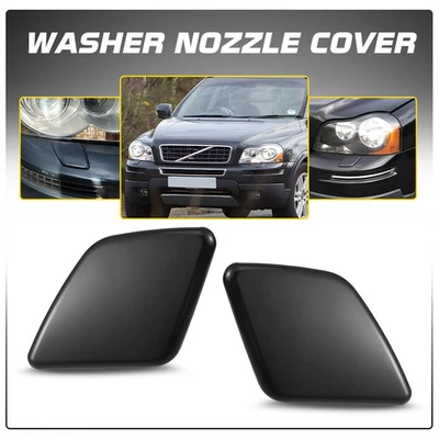Juego de 2 cubiertas de chorro de boquilla de pulverización de faros de lavadora negras para Volvo XC90 2007-2014 Foto 1 de 4