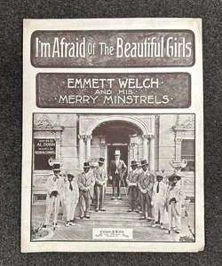 I'm Afraid of The Beautiful Girls - Vtg Sheet Music EMMETT WELCH Black Americana - Picture 1 of 6