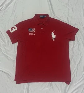 Polo Ralph Lauren Custom Fit Big Pony #3 USA Olympics Flag mens Size Large Shirt - Picture 1 of 3