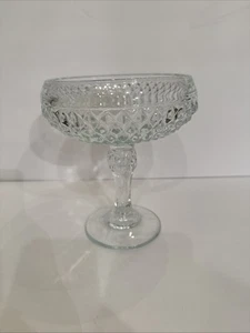 Vintage Indiana Glass Clear Diamond Point Compote 7.5” - Picture 1 of 2