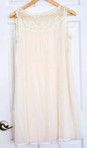 Gossard Artemis Chiffon Lace Babiedoll Nightie Ivory/Cream Size Petite 33" 1960s - Picture 1 of 9