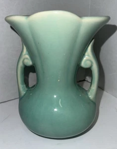 Vintage 1940er McCoy Keramik Art Deco Mint Meeresschaum Aqua Grün Vase Urne - Bild 1 von 8