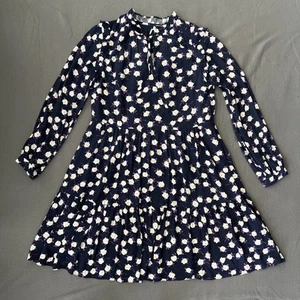 J. Rundhalsausschnitt Stufenkleid Damen XS blau verstreut Pfingstrose Blumen feminin - Bild 1 von 10