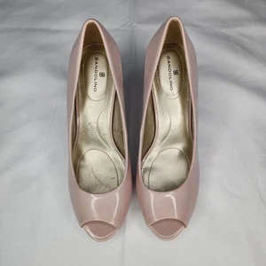 Bandolino Womens 7 M Natural Rose Pink Peep Toe High Heels NIB ZQ2 - Afbeelding 1 van 7