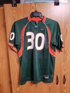 Nike Team University Of Miami Hurricanes Youth XL #30 Football Jersey Green EUC - Picture 1 of 4