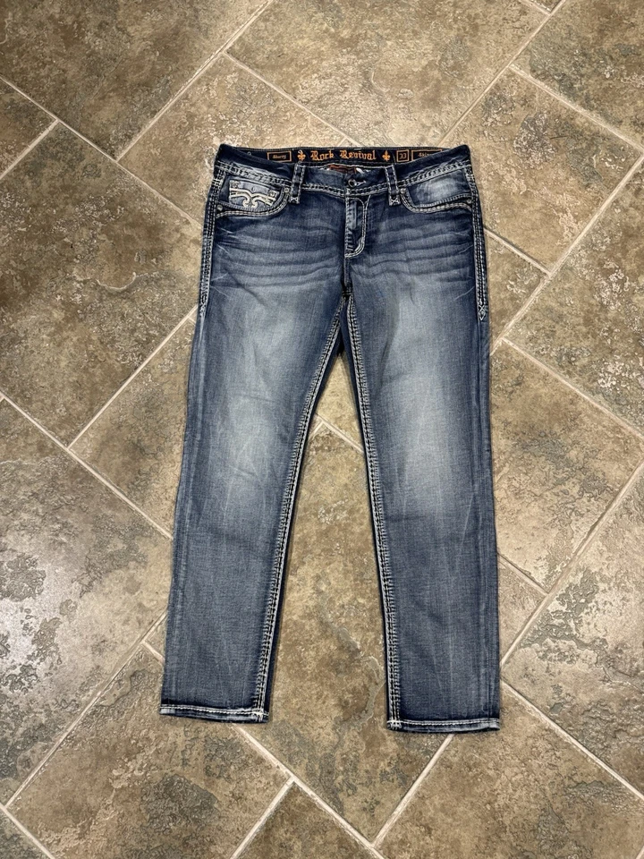 Vaqueros Rock Revival Bling Talla 33 ajustados Foto 1 de 4