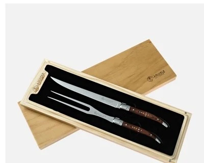 Juego de cuchillos y tenedores para tallar cuerno de pato Laguiole con caja de madera NUEVO Foto 1 de 4