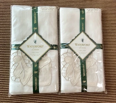 New Waterford Linens (2) Set of 4 Dinner Napkins 20” Castlemaine Ivory - Image 1 of 2
