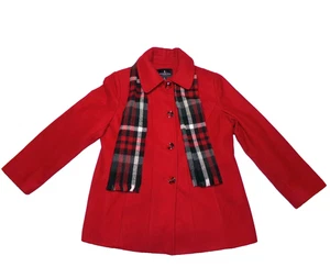 London Fog Womens Coat XL with Lining Red Wool Blend with Scarf 4 Button - Picture 1 of 14