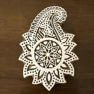 Paisley Design Printing Block Wooden Stamp New - Picture 1 of 2