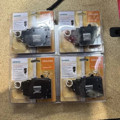 NEW Lot Of (4) Siemens 20amp 1-Pole Combo Arc Fault Circuit Breaker Q2020AFCP - Image 1 of 4