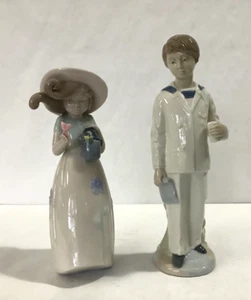 Pair VTG MORENA 8”Tall Young Girl and 9”Tall NADAL Boy Spain Porcelain Figurines - Picture 1 of 12