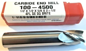 1/2" ( .500") STUB 4 flute CARBIDE end mill  100-4500 MADE IN USA Free Ship - Picture 1 of 1
