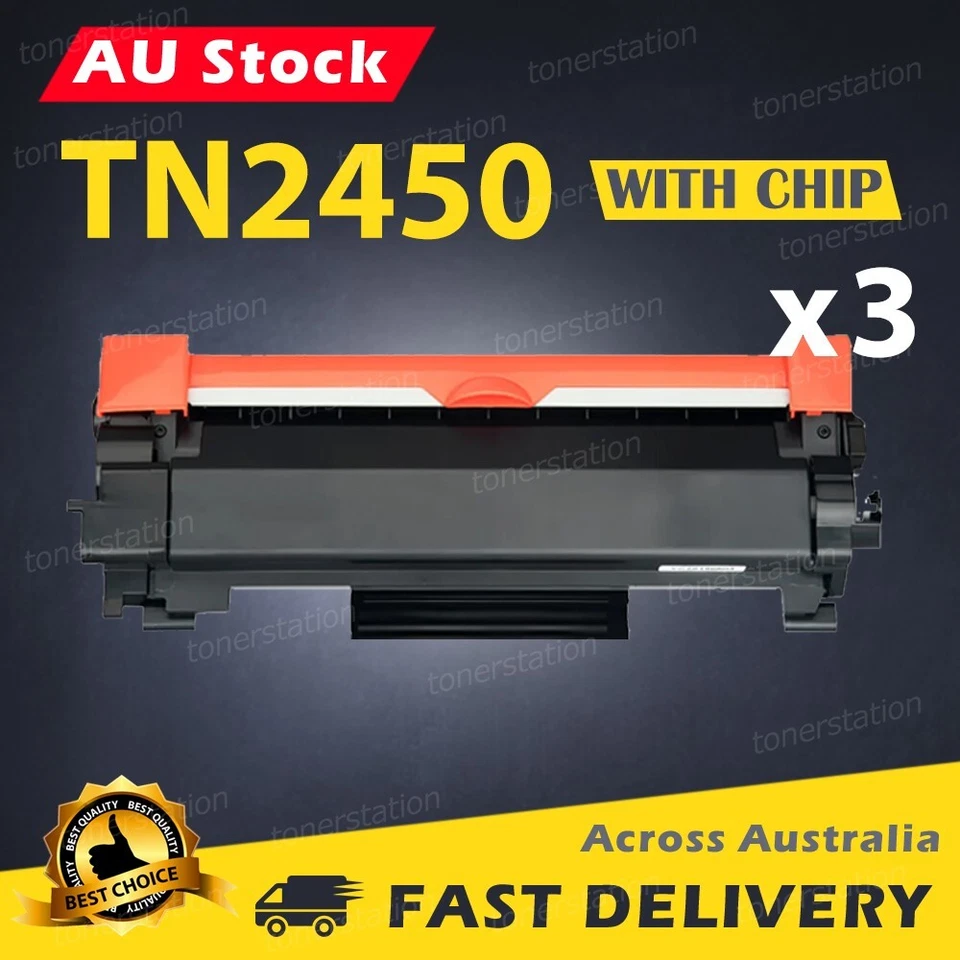 3x Toner for Brother HL-L2350DW HL-L2375DW HL-L2395DW MFC-L2710DW TN2450 W/CHIP - image 1 of 1